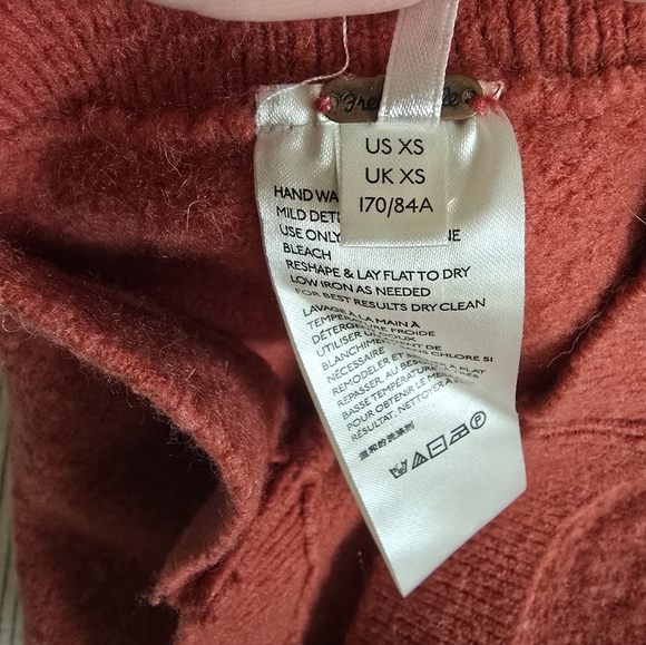 Free People Merino Wool/Alpaca Midi Pencil Skirt Size XS Colorblock Red/Purple - Picture 6 of 7